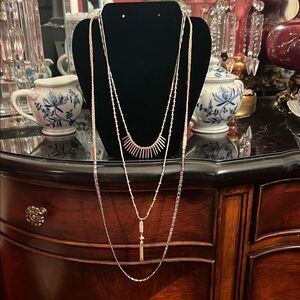 Stella & Dot Silver Layered Necklace Set